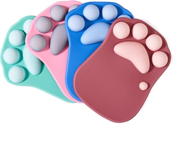 Musematte med kattepote, ergonomisk musematte, musematte i silikongel, søt musematte, Kawaii musematte, for hjem/kontor/spilling, musematte grønn og gul Pink&Grey