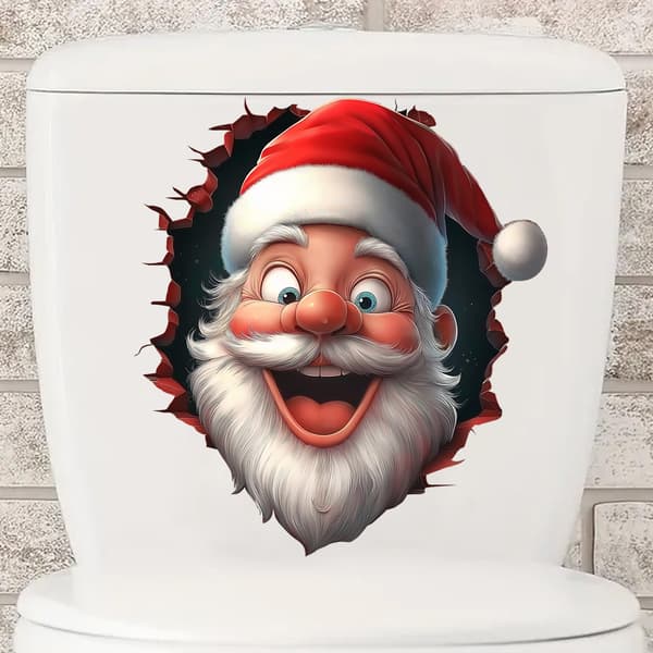 3D Väggdekor Jultomte, Julväggdekor, Jultomte som levererar presenter, 30*25 cm, PVC-material B