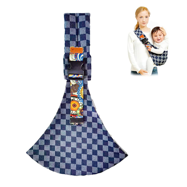 Barnbärare, babybärare, bärbar, lätt, halkfri höftbärare, enkel att förvara Checkered Blue