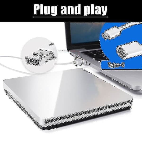 Macbook Pro Air Mac PC Laptop USB-gränssnitt Extern Slot-In CD/DVD Optisk Enhet