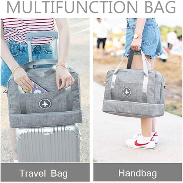 Vanntett treningsbag, duffelbag, reisebag, overnattingsbag, tørr våt separasjon, weekendbag, håndveske, sportsbag, treningsbag, svømmebag for menn og kvinner Orange