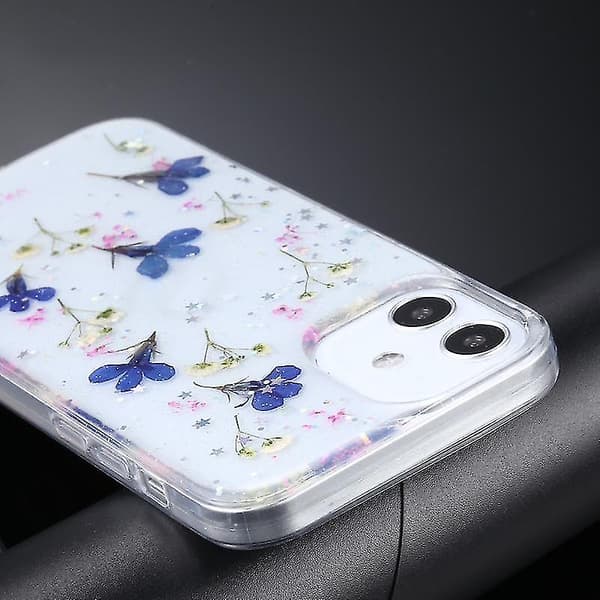 För Iphone 12 Mini Gypsophila Blommor Mönster TPU Skyddsfodral (blå)