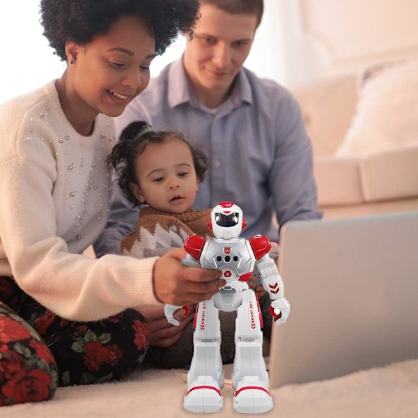 Barnrobot intelligent programmerbar robot med infraröd fjärrkontroll leksak dansande sjungande LED-ögon geststyrning robotset yellow