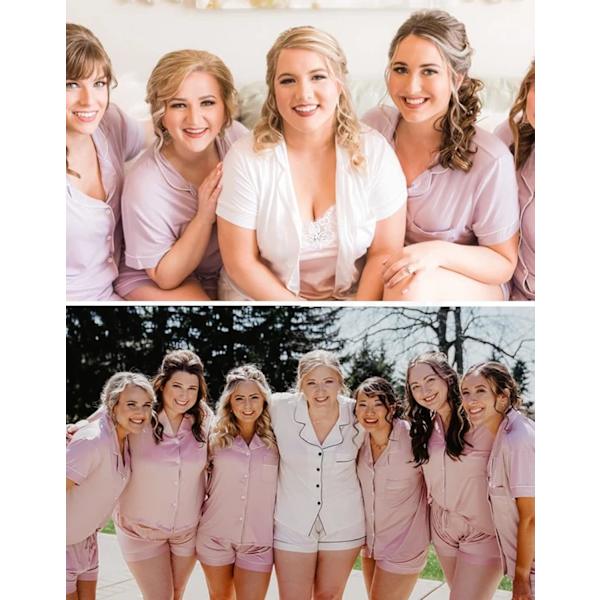 Kvinnors Pyjamas Set Kortärmad Nattkläder Dam Knäppning Nattkläder PJ Set med Ficka M Pink