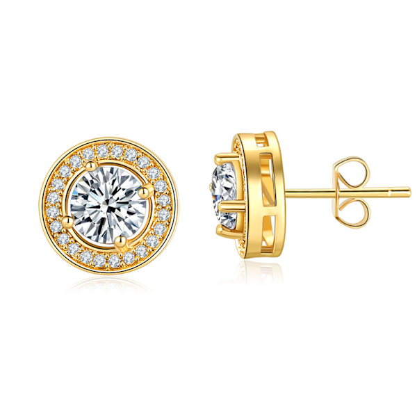 Stjärnklar himmel runda örhängen, zirkonörhängen för män, nya modeörhängen, kreativa smycken, gåvor Golden White Diamond