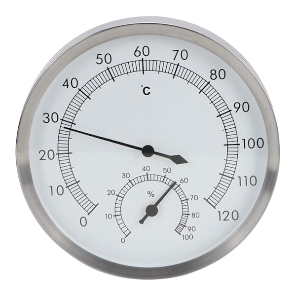 Bastu termometer hygrometer i rostfritt stål, ångbastu termometer med lättläst skala, termohygrometer, bastu tillbehör