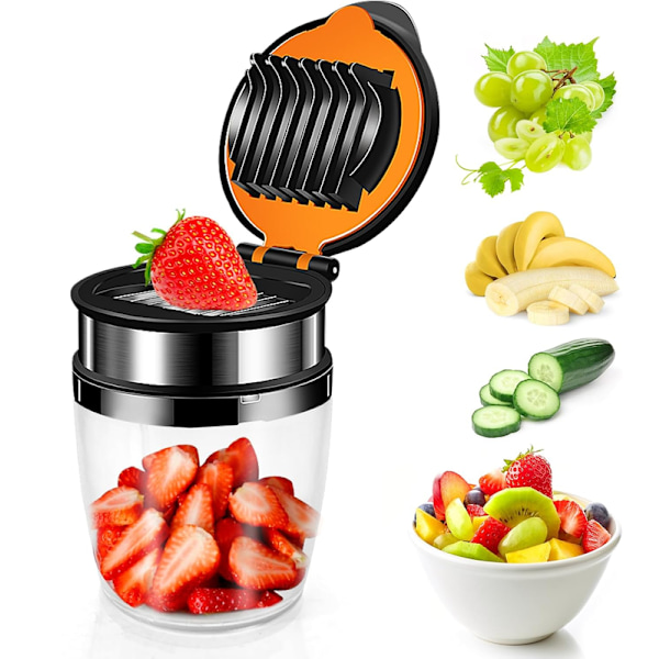 Jordgubbsskärare, Ägg-/Banan-/Druv-/Svamp-/Kiwi-hackare, Mini fruktskivare i rostfritt stål, Köksredskap
