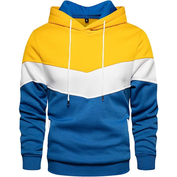 Herre Nyhet Fargeblokk Hoodies Koselig Sport Yttertøy Yellow Blue XL