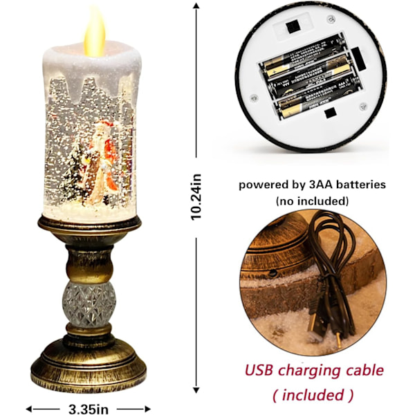 Flamlös Ljus Snöglob USB Batteridriven Glöd Roterande Vatten Flimmerljus Jul för Hem Inomhus och Utomhus Dekoration B