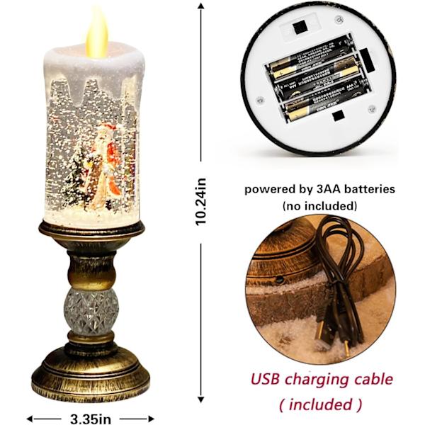 Flammeløs Lys Sne Globe USB Batteridrevet Glød Roterende Vand Flimrende Lys Julepynt til Hjem Indendørs og Udendørs A