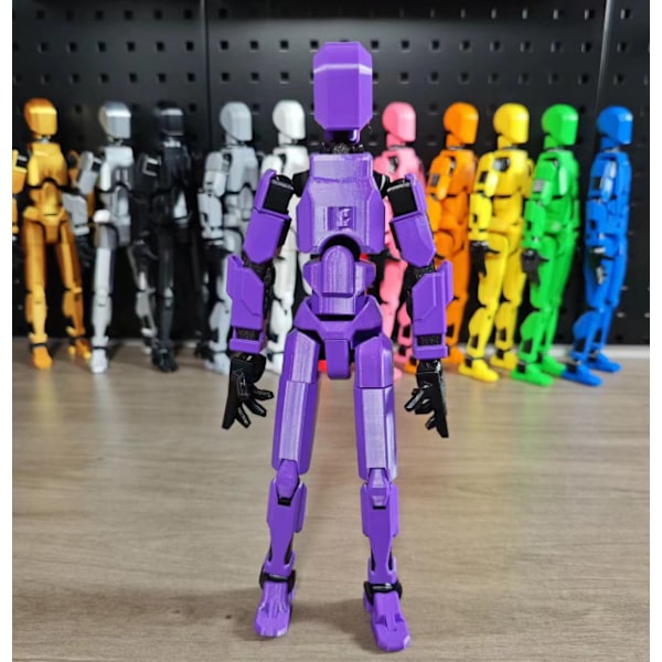Robotleksaker med flera leder, robotmodeller med flera karaktärer för 3D-utskrift, actionfigurer för skrivbordsdekoration - presenter för spelälskare purple
