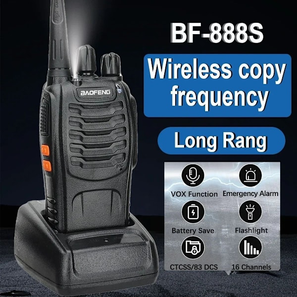 2 kpl BaoFeng BF 888 S V2 UHF Radiopuhelin / Walkie Talkie Sisäänrakennettu LED-taskulamppu