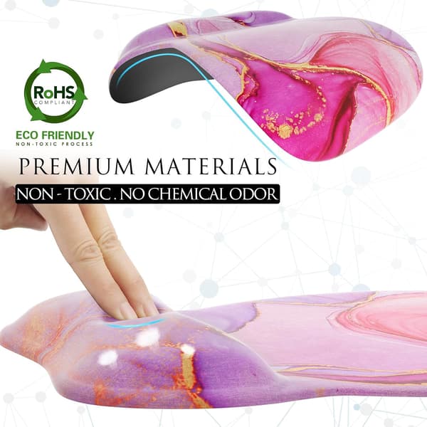 Ergonomisk musematte med håndleddstøtte i minneskum, komfortabel musematte for bærbar PC, smertelindrende håndleddstøtte Pink Marble