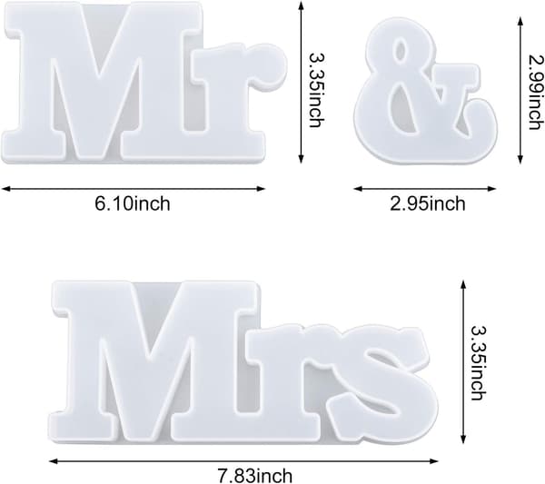 3 stk. Mr & Mrs Silikonformer for borddekorasjon