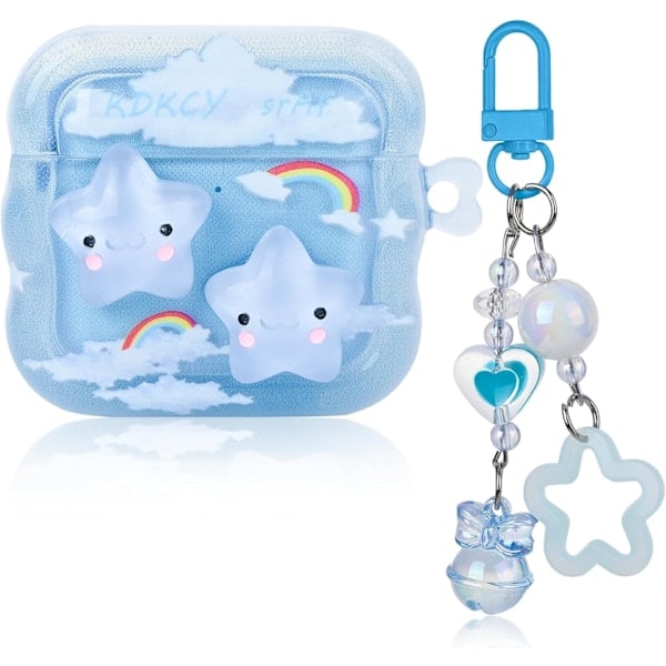 1 stk Søtt Airpod 4-deksel med nøkkelring, kompatibelt med Kawaii Star AirPods 4. generasjons deksel for kvinner og jenter