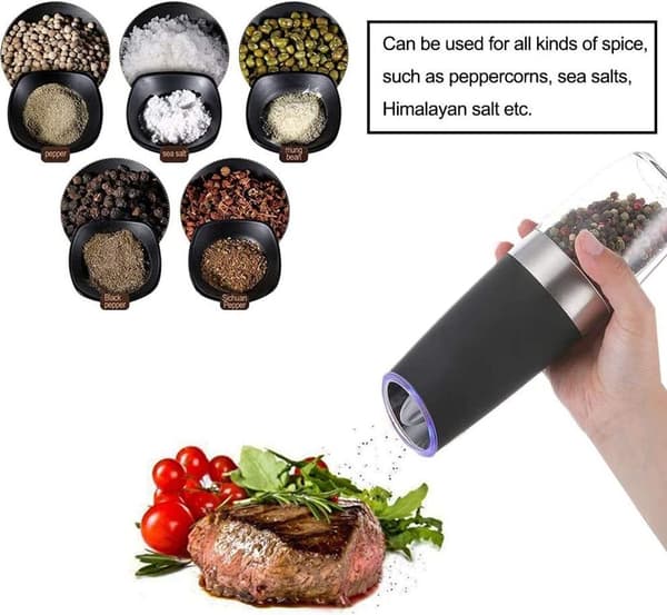 2 Elektriska Salt- och Pepparkvarnar Saltkvarn Kryddkvarn LED