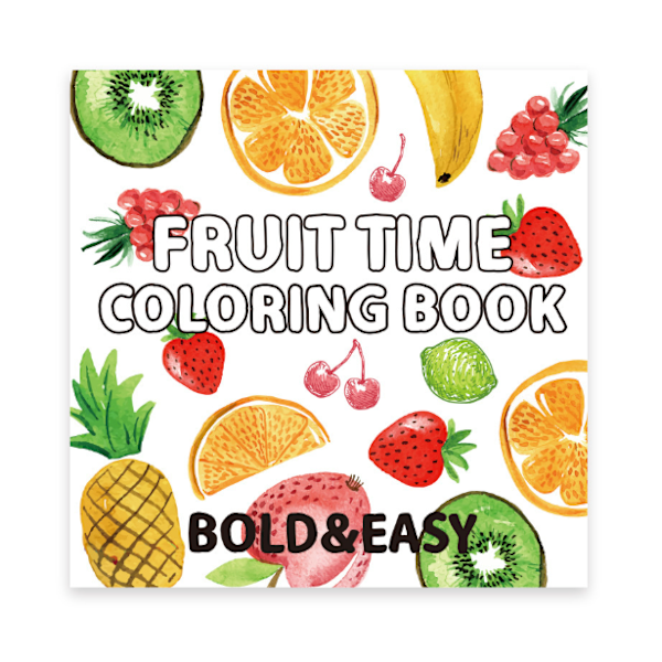 En farvebog til voksne og teenagere med super søde billeder og simple og afslappende mønstre, velegnet til en afslappende bog Fruit time