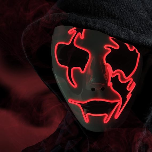 Rengöringsmask LED Glödande Skräck Glödande Mask LED Mask Lämplig för Semesterfestgåvor Parmask Lämplig för Barn Vuxna