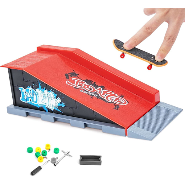 Fingerbrettet Rampesett, Fingerbrettet Dekk med Rampe for Barn Voksne Fingerbrettet Treningsproppe Interaktivt Brettespill C