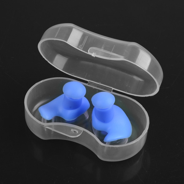 Barns vattentäta öronproppar i silikon spiral genomskinlig låda blå Blue