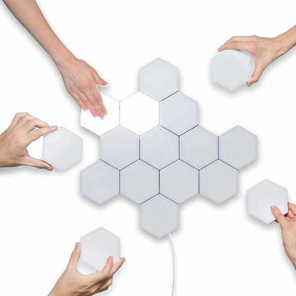 Berøringsfølsomt Honeycomb-lys Sekskantet farveskiftende kvantelys (Eurogauge seks chip en strømforsyning) vit