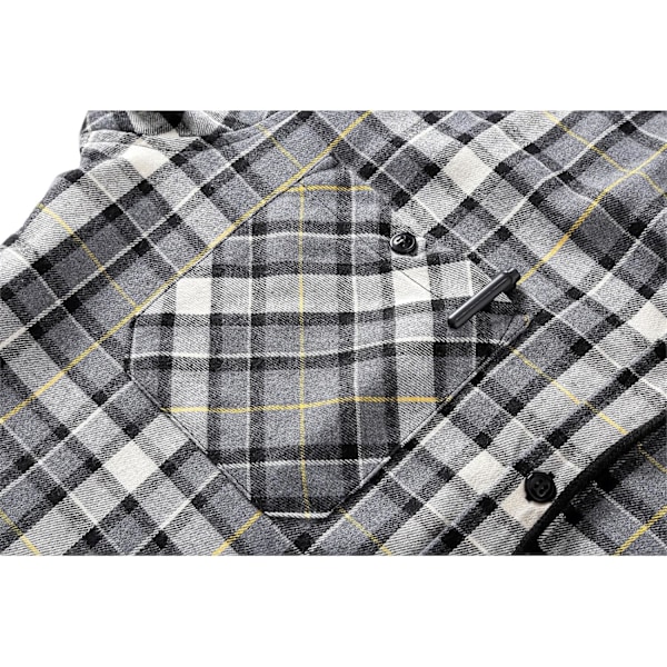 Herreskjorte med rutete mønster, langærmet skjorte med lomme, knappelukning, ternet skjortejakke i flanel, regular fit, 4 årstider, skjortejakke til tømmerhuggere, M-3XL Gray XL