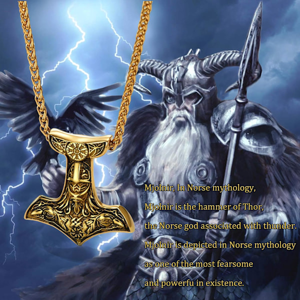 Thorin Mjolnir-vasara riipusriipus, pohjoismainen viikinkikirves piikikettulla, ruostumaton teräs 01. Dorado