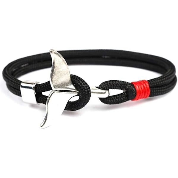 Nautiskt valarmband | Man Kvinna | Hav Marinliv | Blankt rostfritt stål | för män och kvinnor Negro Y Rojo