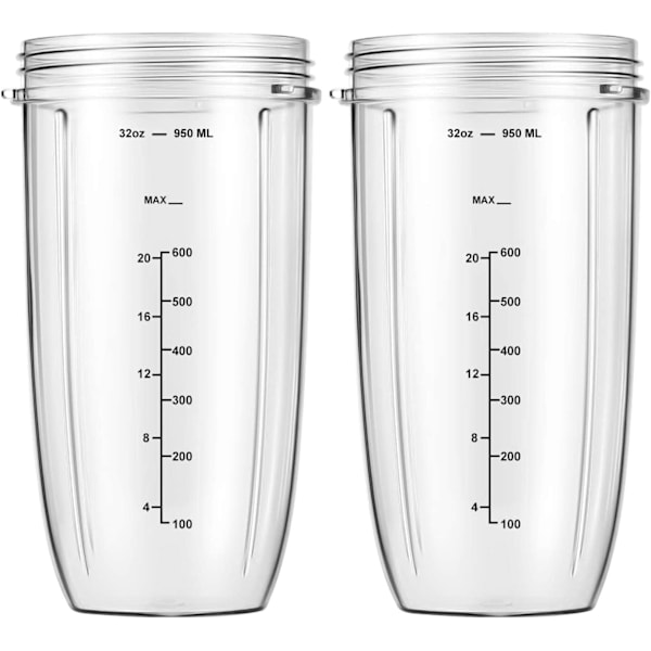 Ersättningsdelar 32oz Blenderkoppar (2-pack) Ersättningsblenderkoppar Kompatibla med NutriBullet 600w och 900w Blender