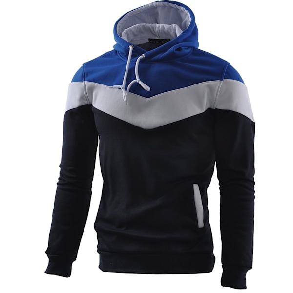 Herre Nyhet Fargeblokk Hoodies Koselig Sport Yttertøy Dark Blue XXL