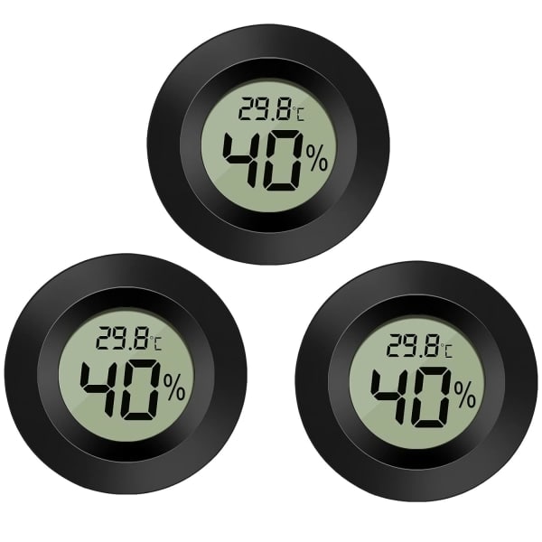 3-pak LCD digitalt hygrometer termometer, indendørs udendørs fugtighedsmåler temperaturmåler til luftfugter affugter drivhus kælder rum