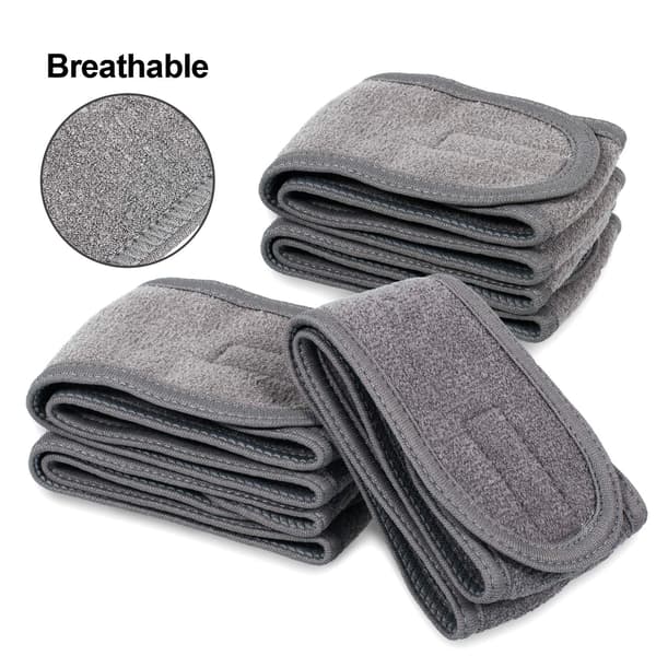 Spa ansigtshovedbånd, elastisk hovedhåndklæde, til bad, makeup og sport, 8,9 cm bred Grey