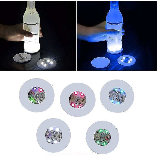 Led-glasbrikker, 20 stk. farverige led-klistermærker, oplyste barbrikker, tunnel/flaskelys til øl, vin, glas, drikkevarer, hjem, blinkende lys Rock blue S