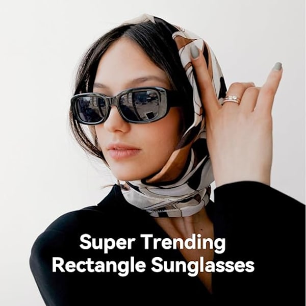 Rektangulära solglasögon för kvinnor och män - Trendiga retro solglasögon med UV 400-skydd
