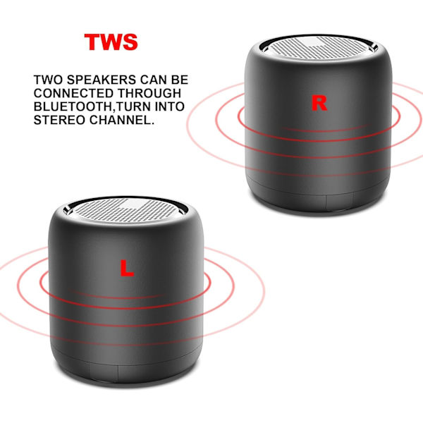 Kannettava Mini Langaton Kaiutin Bluetooth 5.0 Ulkokaiutin HD Stereo HiFi Bassolla, 1200mAh Akku, 24 tunnin toistoaika