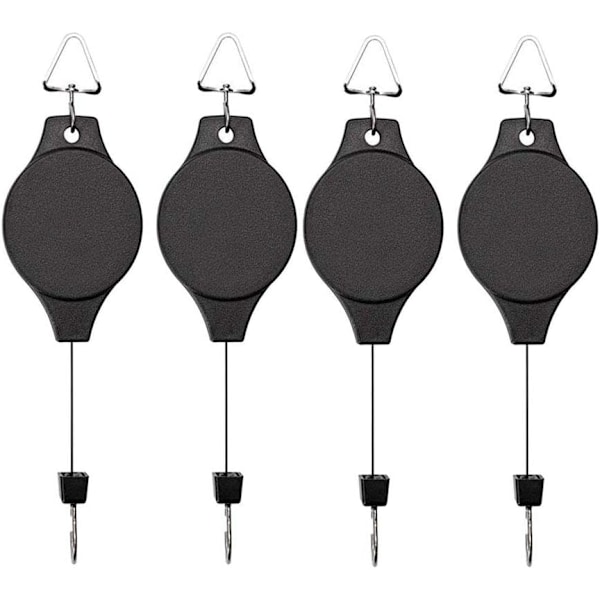 4 Pack Plant Hook Pulley, Retractable Plant Hanger Easy Reach Hanging Flower Basket