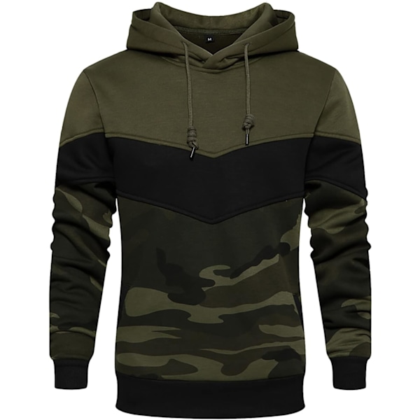 Herre Nyhed Farveblok Hoodies Hyggelig Sport Outwear Camo Green S