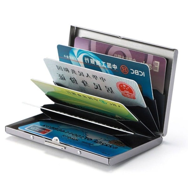 Kortholder med rum - Beskytter RFID - Rustfrit stål - Pung metal Sort black