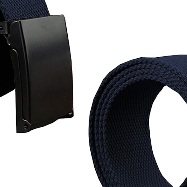 Unisex Bælte i webbing, lærredsrem, metalspænde med flip-lukning, justerbar militærstil, taljebånd til udendørs brug, 130 cm x 3,8 cm