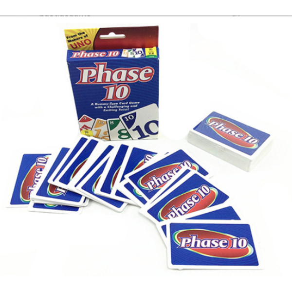 Phase 10 kortspel, perfekt för barn, familj eller vuxna spelkvällar, lämpligt för barn från 7 år och uppåt