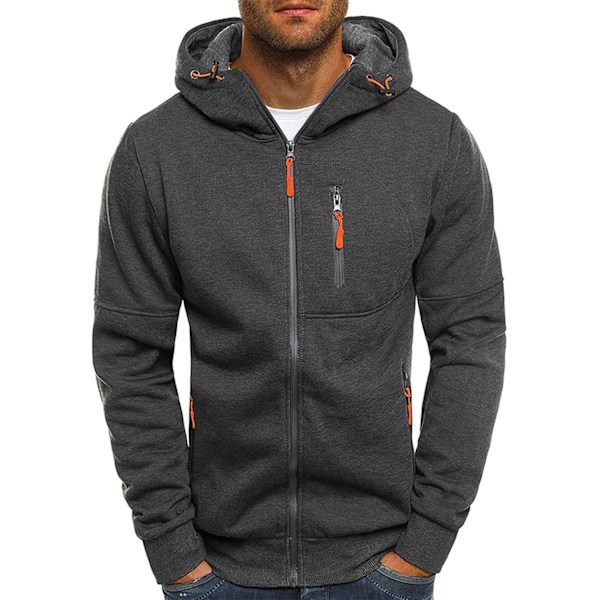 Herrar Hoodies Sweatshirt Zip Up Lätta Jackor Dark Grey XL