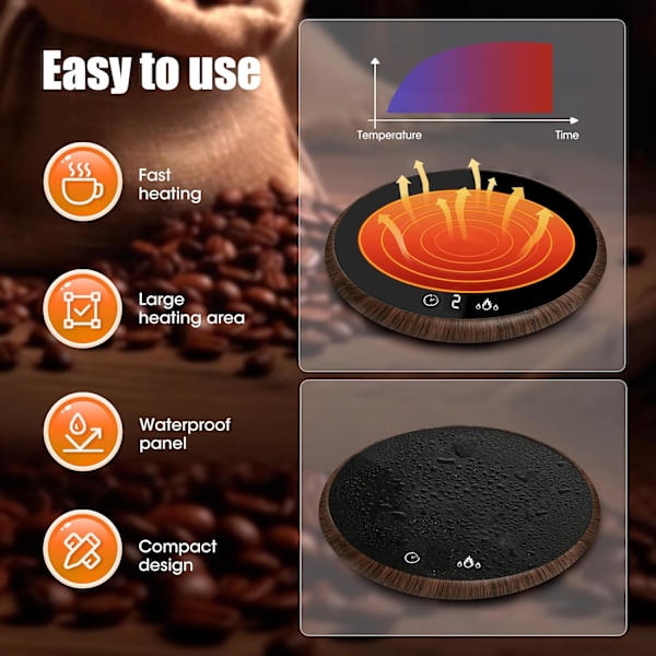 Kaffevarmer, Smart Elektrisk Drikkekop Varmer med Touch-teknologi og LED-display