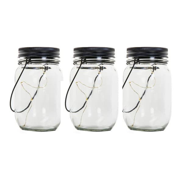 3 Solcelle Lys Mason Jar 8 LED Solcelle Glas Lys Lanterne Terrasse