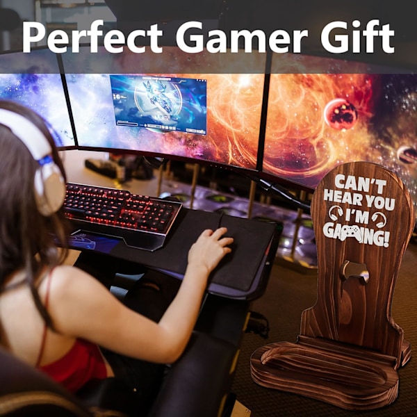 Gamer-gåvor för tonårspojke, spelrumsdekor för män, bästa presenter till son, pojkvän, make, träheadsetstativ för spelbord