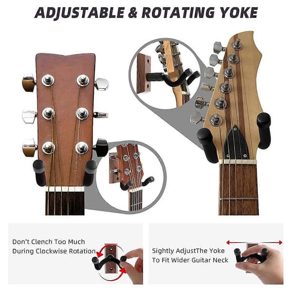 2 ST Gitarr Väggfäste, Gitarrhängare Krokar Fästen för Akustiska och Elgitarrer Bas