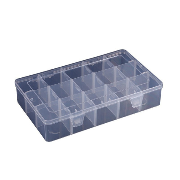 Stor 15 Gitter Klar Organizer Box Justerbare Skillevægge - Plast Opbevaringsbeholder Med Rum
