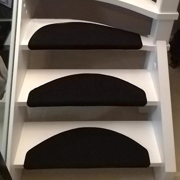 3 st / 5 st Trappmatta Anti-damm halkfri Flanell Inomhus Familj Bullnose Matta för Hem Black 3 Pcs