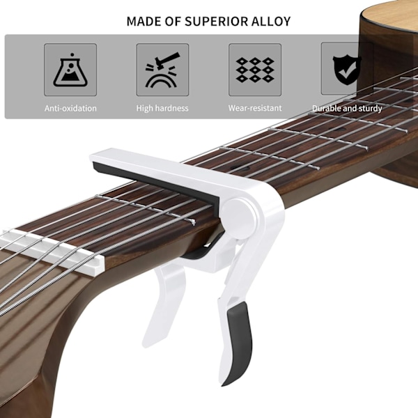 Gitarr Capo Snabbt Byte Capo för 6-Strängad Akustisk Gitarr Elgitarr Klassisk Gitarr Ukulele Capo (Vit) White