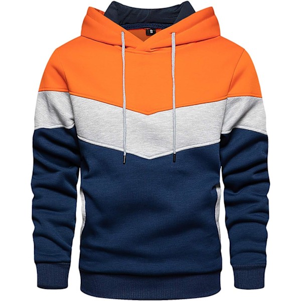 Herre Nyhed Farveblok Hoodies Hyggelig Sport Outwear Orange Blue S