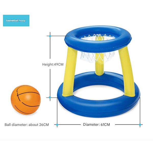 Uppblåsbar basketbollpoolleksak för barn, flytande vattensportspel (Nytt blått basketställ + 1 boll)